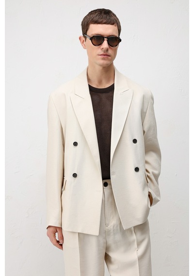 Antioch Modal Karışımlı Relaxed Fit Erkek Blazer Ceket Krem
