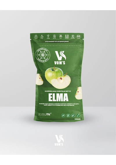 Voms Dondurularak Kurutulmuş Meyve Cipsi - Freeze Dried Elma 20gr 20 G