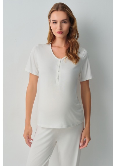 Suwen Pearl Hamile Lohusa Pijama Takımı Wsh10510180036 Ekru