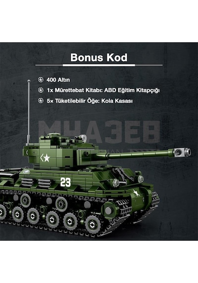 Reobrix 77030 World Of Tanks M4 Sherman Tank M4a3e8 Yaratıcı Yapı Blok Seti Building Blocks - 836 Parça