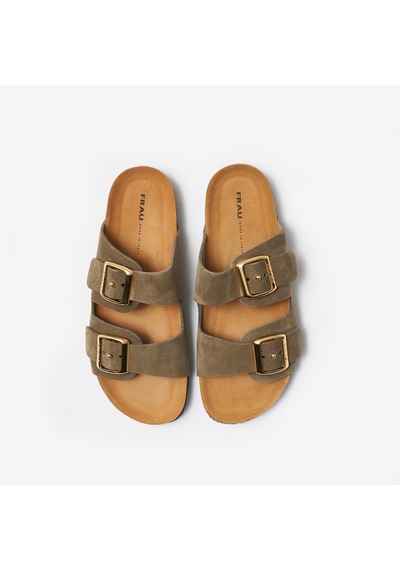 Planet Terlik Kadın 17b8 Frau Suede Double-strap Sliders Bej