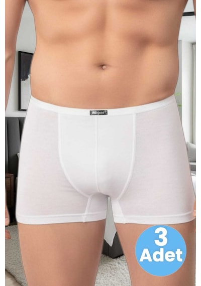 Tezzgelsin Erkek Pamuklu 3'lü Modal Boxer Beyaz