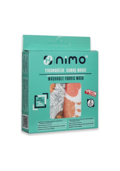 Nimo Desenli Yıkanabilir Kumaş Çocuk Maskesi 2'li