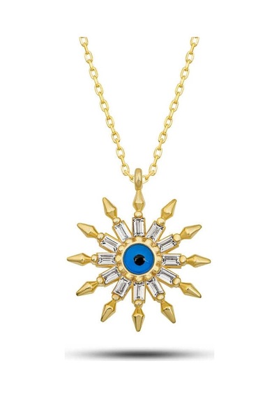 Gümüş Gold Koruyucu Göz Güneş Kadın Kolye Çok Renkli
