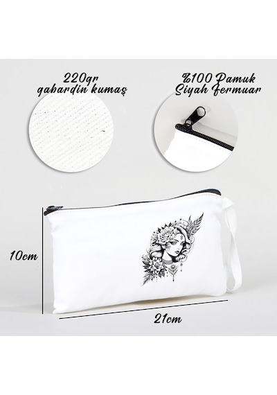 Tattoo Bez Kalemlik Çanta 21x10 Cm Beyaz - No.03 Beyaz - Siyah