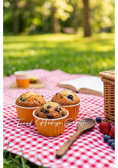 Trend Hediye Sepeti 50'li Turuncu Muffin Kek Kalıbı , Kek Kapsülü Cupcake Kalıbı , Airfryer Uyumlu