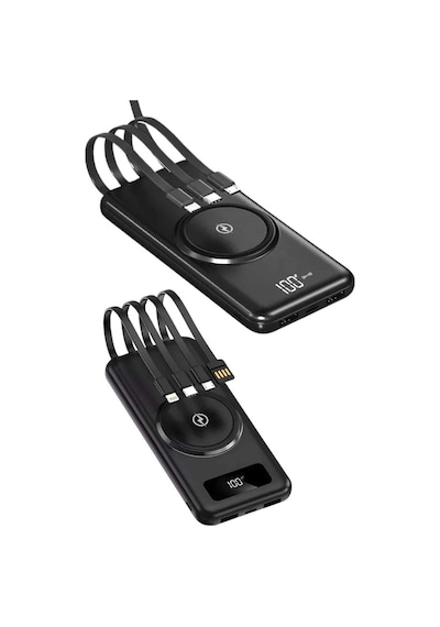 Kablosuz Çoklu Şarj Girişli 10.000 Mah Kablolu Powerbank Taşınabilir Çokrenkli 10304050