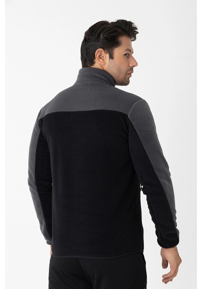 Crozwise Erkek Tam Fermuarlı Polar Sweat Siyah 6051-10 SiYAH
