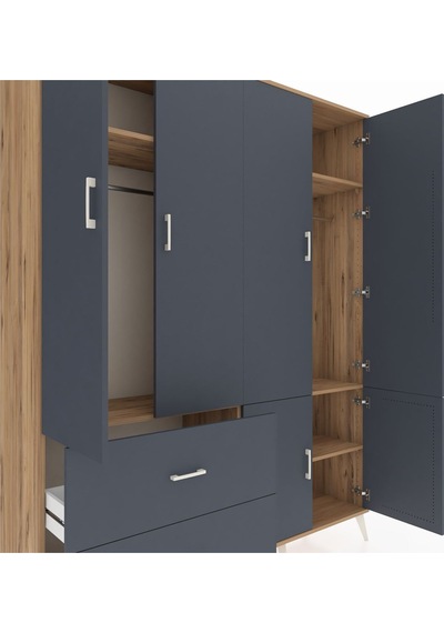 Hyperion Gardrop 5 Raflı 2 Çekmeceli 2 Askılı 176x44x221 Çam-antrasit Antrasit Hyperion Gardrop 5 Raflı 2 Çekmeceli 2 Askılı 176x44x221 Çam-antrasit Antrasit