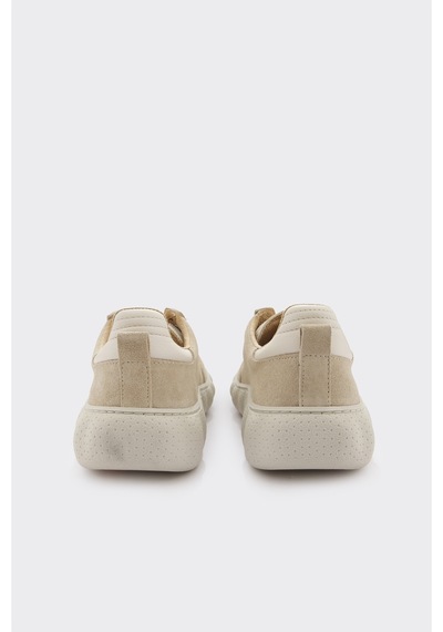 Derinet Hakiki Deri Kadın Sneaker Bej Süet Bej Süet