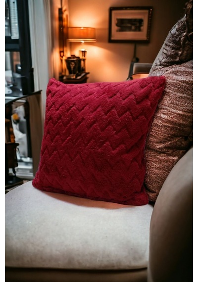 Bohem 4'lü Dekoratif Yastık Kılıfı Kırlent Kılıfı 43x43 Cm Bordo Zikzak Dsn Bordo