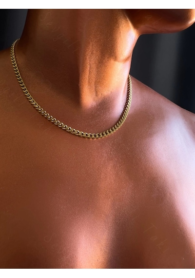 Sevgili Takı İnce Gurmet Model Gold Choker Çelik Zincir Kolye-choker Serisi Gold