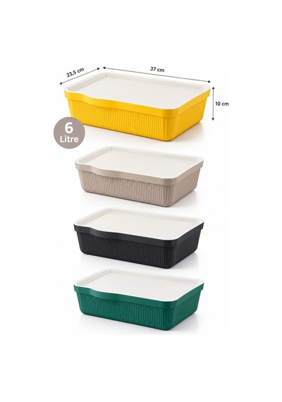 Porsima 4517 Mix Still Box 4'lü Kapaklı Saklama Kabı Seti 6 Lt Mutfak, Buzdolabı & Dolap İçi Düzenleyici Kutu Çok Renkli