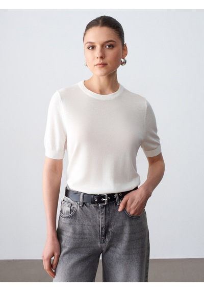 Dilvin 10872 Lyocell Karışımlı Minimal Bluz-ekru