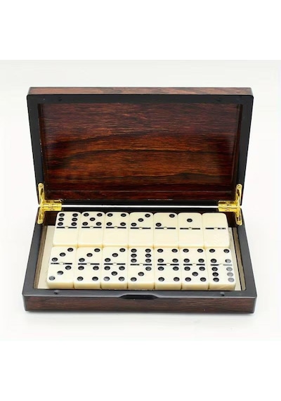 Lüks Ahşap Kutulu Türkiye Logolu Premium Domino Seti 28 Parça 6 Çift - Aile Oyunu Yeni Yıl Hediyesi