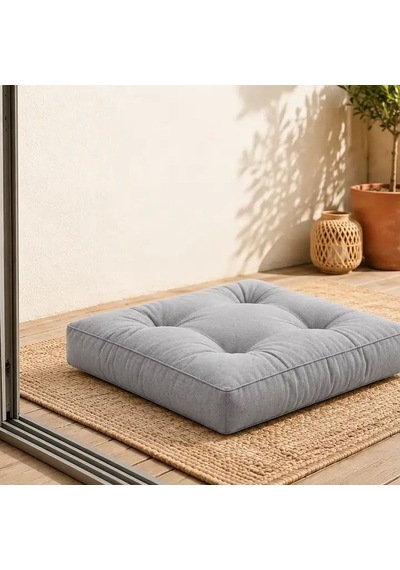 Kapitone Kare Yer Minderi 60 60 5 Cm Gri Çok Renkli