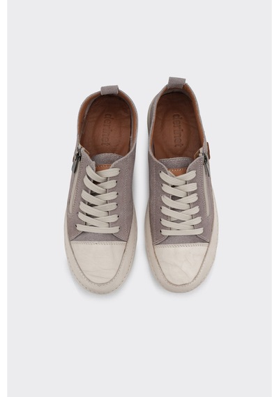 Derinet Günlük Hakiki Deri Kadın Sneaker Gri Süet Gri Süet