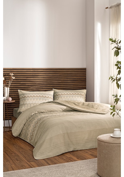Özdilek Herringbone Çift Kişilik Soft Life Saten Nevresim Takımı Bej