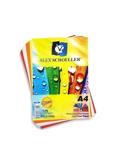 Alex Schoeller A4 Renkli Fotokopi Kağıdı 5 Renk 50'Li