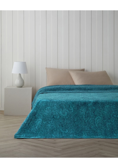 English Home Paisley Dream Pamuklu Çift Kişilik Battaniye 200x220 Cm Koyu Yeşil Koyu Yeşil
