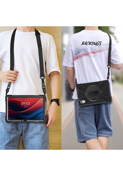 Lenovo Tab M11 Tb330fu 11 İnç Kılıf 360 Standlı Askılı Zırh Tank