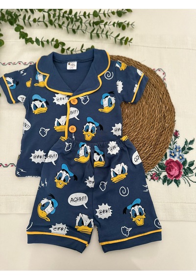 Tuembaby Dadft Duck Baskılı Erkek Bebek Kısa Kollu Şortlu Pijama Takımı Ölçüleri Açıklamada Lacivert