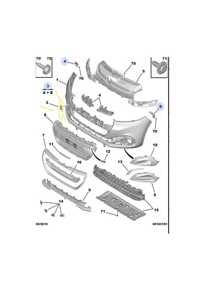 1613479380ön Tampon Çeki Demir Kapağı Peugeot 2008 2015-18