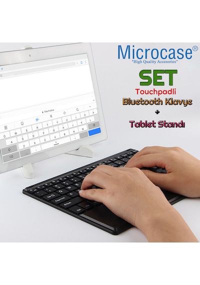Microcase Tcl Nxtpaper 14 İnch Tablet İçin Tablet Bluetooth Touchpad Klavye 28 Cm Tr Sticker + Tablet Standı - Al2756 Tablet Tutucu