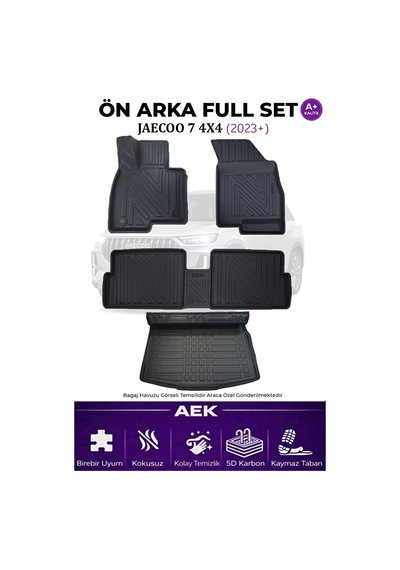 Jaecoo 7 4x4 2023+ 5d Karbon Paspas Takımı +3d Pvc Bagaj Havuzu S