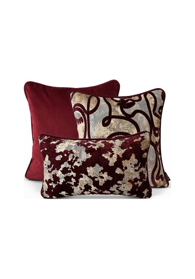 "amore" Desenli Kırlent Kılıfı Seti - Bordo Bordo - Gold