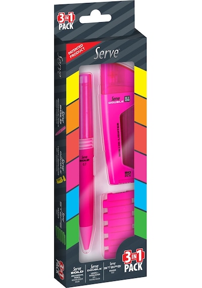 Serve Bold Double Steps 3lü Set Pembe N11.1064