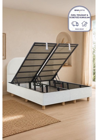 Niron Bohem Düz 150x200 Cm Çift Kişilik Baza Başlık Seti - Sandıklı Modern Takım 150 x 200