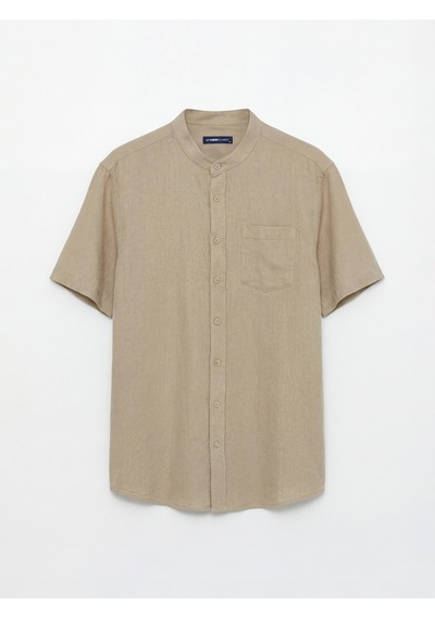Lcwaıkıkı Classic Bej Regular Fit Keten Görünümlü Erkek Gömlek