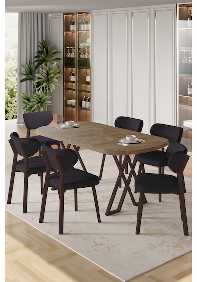 Canisa Axton Serisi Sabit Mdf 90x168 Atlantik Çam Mutfak Masa Takımı 6 Antrasit Sandalye Atlantik Çam Masa Antrasit Sandalye Canisa Axton Serisi Sabit Mdf 90x168 Atlantik Çam Mutfak Masa Takımı 6 Antrasit Sandalye Atlantik Çam Masa Antrasit Sandalye