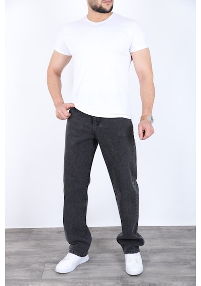 Blayn Jeans Erkek Antrasit Baggy Kot Pantolon - Geniş Kalıp Günlük Rahat Denim Jean kahverengi