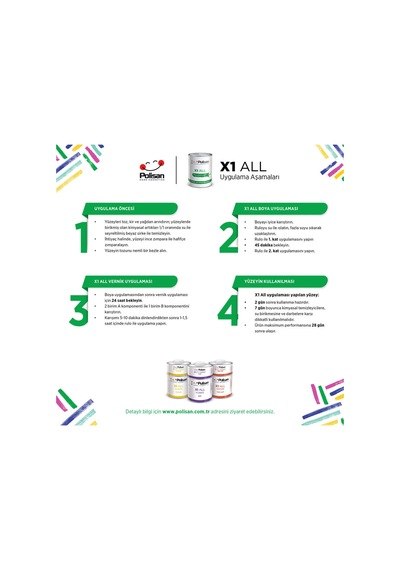 X1 All Her Yeri İstediğini Boya-çizilmez-yıkanabilir-ısıya Dayanıklı-kokusuz-beyaz -0,75lt. -polisan Diğer