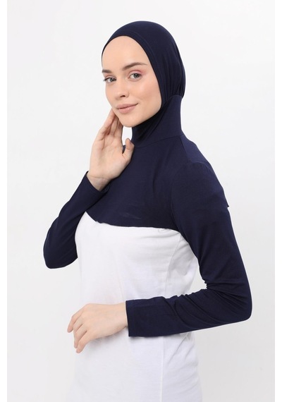 Altobeh Boyunluklu Boneli Uzun Kolluk Lacivert Çok Renkli