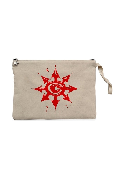 Chimaira Logo Red Krem Clutch Astarlı Cüzdan / El Çantası Krem