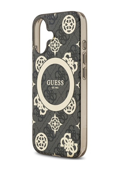 Apple Uyumlu iPhone 17 Kılıf Guess Lisanslı M-safeli Iml Peony Ve 4g Desenli Klasik Logolu Kapak Siyah Siyah