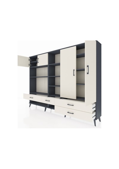 Arges Dolap 12 Raflı 4 Çekmeceli 4 Kapaklı 220x30x163 Antrasit-ay Antrasit-aytaşı Arges Dolap 12 Raflı 4 Çekmeceli 4 Kapaklı 220x30x163 Antrasit-ay Antrasit-aytaşı