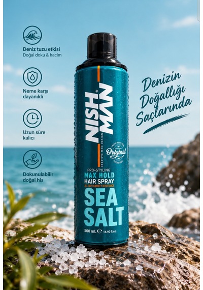 Nishman Ultra Güçlü Tutuş Saç Spreyi Deniz Tuzu Özlü Pro-styling 500 Ml