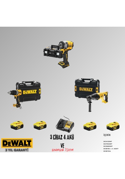 Dewalt DCF922NT + DCD805NT + DCH133NT 4 Adet 5 Amper Akü + Şarj Aleti Set