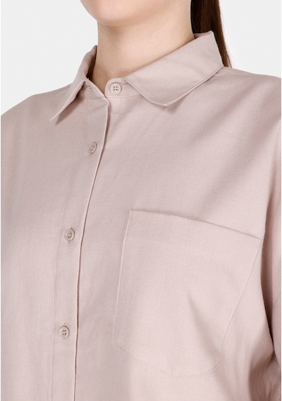 Colin's Colins Regular Fit Shirt Neck Düz Kadın Vizon ¾ Kol Gömlek Cl1073326 Cl1073326 Q1.v1 Msh Mushroom Çok Renkli