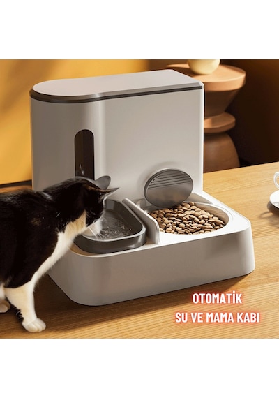 Kedi Köpek Mama Ve Su Kabı Paslanmaz Çelik Kase Otomatik Su Denge Akıcı Mama Besleme Kolay Temizlik