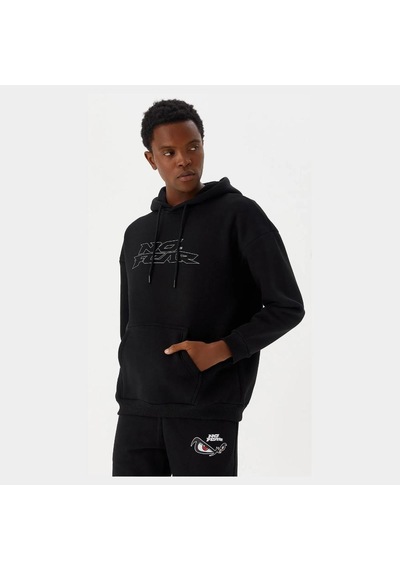 No Fear Erkek Sweatshirt Kapüşonlu Siyah Melanj M500271
