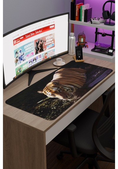 Karadeniz Kaplanı Kaymaz Dikişli Kauçuk Oyuncu Mousepad V5 - 90x40 Xxl Gaming Mouse Pad Fare Altlığı