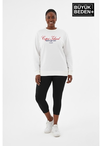 Süperlife Kadın Büyük Beden Capri Island Baskılı Bisiklet Yaka İnce Sweatshirt Spr26bswk956-14 Ekru Süperlife Kadın Büyük Beden Capri Island Baskılı Bisiklet Yaka İnce Sweatshirt Spr26bswk956-14 Ekru