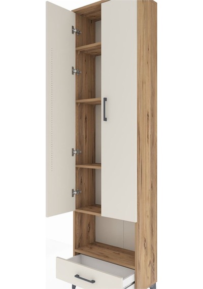 Arges Dolap 5 Raflı Tek Çekmeceli Tek Askılı 60x30x221 Çam-ay... Çam