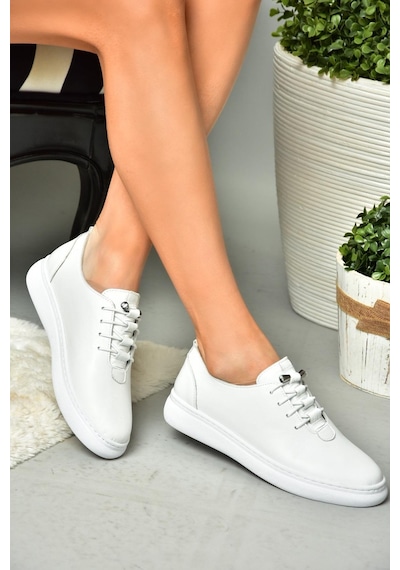 Fox Shoes P555461003 Beyaz Hakiki Deri Kadın Spor Ayakkabı Sneakers Beyaz