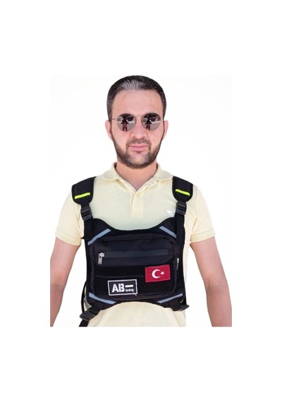 Motorcu Göğüs Çantası Reflektörlü Su Geçirmez Kan Grubu Ab-